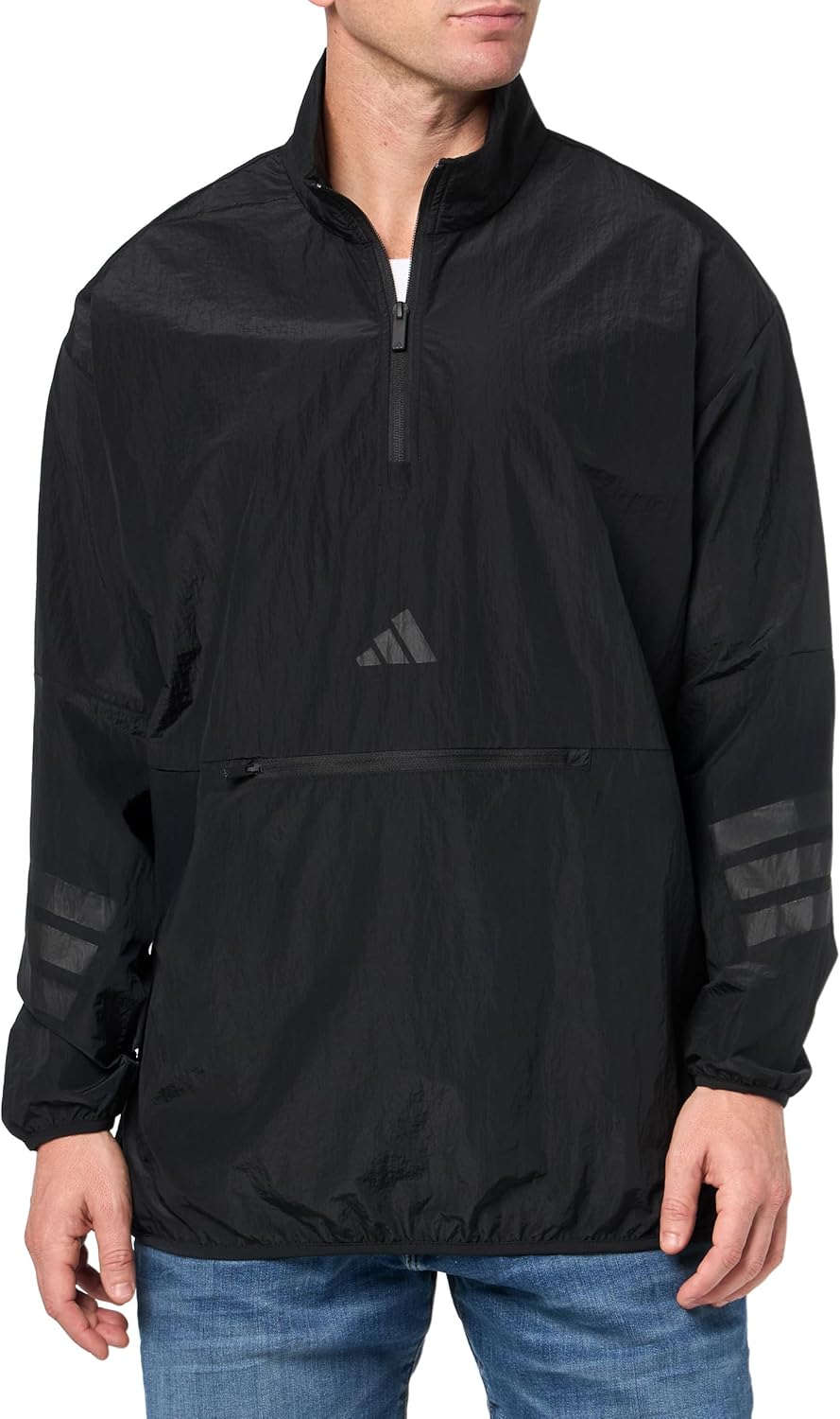 adidas Men’s Size Future Icons 3-Stripes Woven Half-Zip Sweatshirt