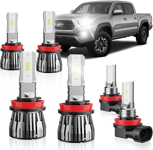 ETOILUMI Paquete de 6 bombillas LED delanteras de Tacoma para Toyota Tacoma 2016 2017 2018 2019 2020 2021 2022 2023, H9+ H11 +H11H16 6500K blanco