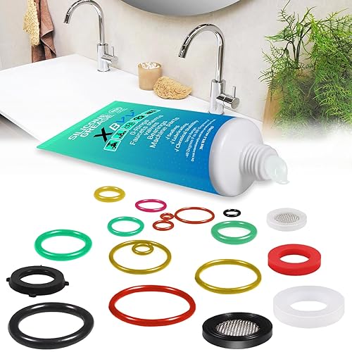 Miniatura 9 de Paquete de 2 grasas de silicona y 106 piezas de lavadoras de grifos con arandelas de goma planas y biseladas surtidas para grifo de jardín al aire