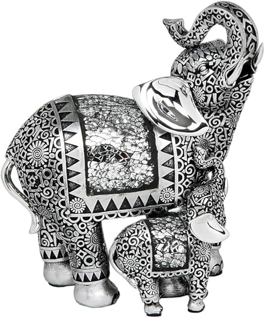 Silver Elephant & Baby Ornament