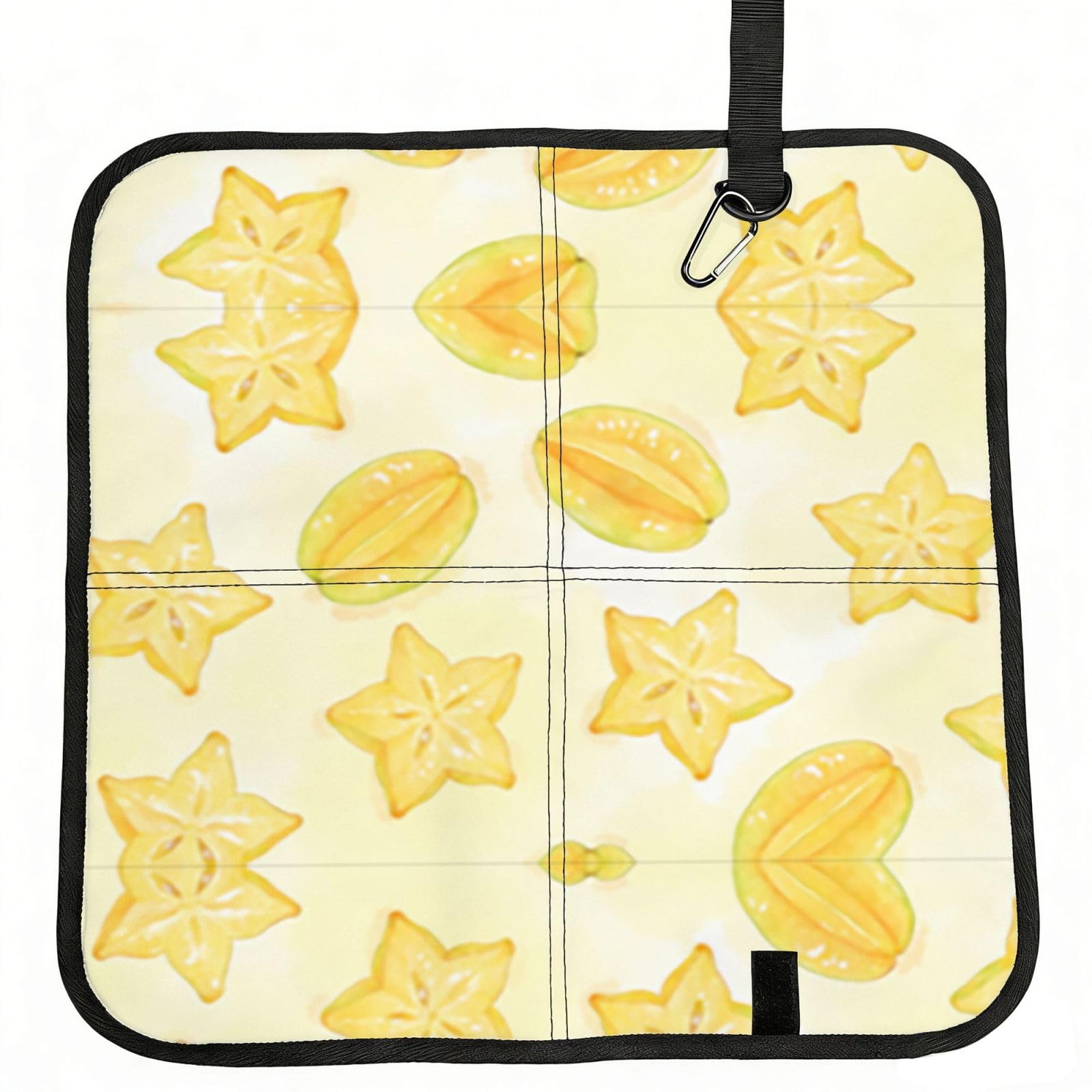DUYIOKH Golden Star Fruit Print Foldable Portable Seat Cushion for World Cup Games, Camping and Outdoor Activities