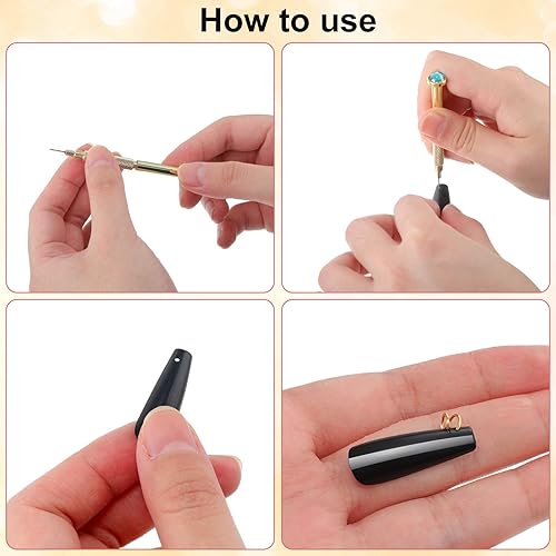 Miniatura 4 de 1014 piezas de herramientas de perforación para uñas de mano, dijes de uñas de 6 tamaños de anillos de salto con anillo de salto, herramienta de