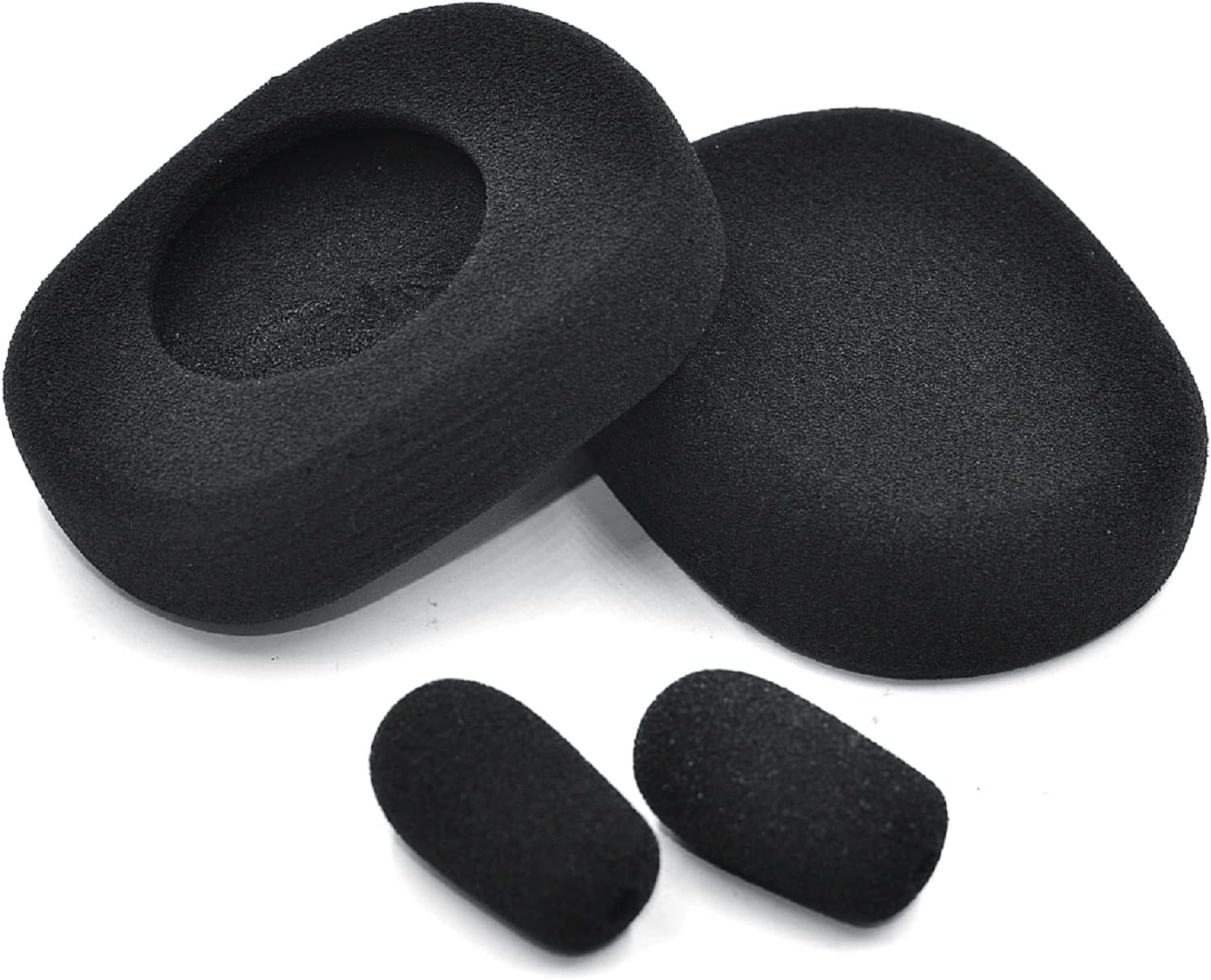 VEKEFF Replacement Cushion Ear Pads Kit for BlueParrott B450-XT Bluetooth Headset (Black, Foam Ear Cushions + Microphone Foam)