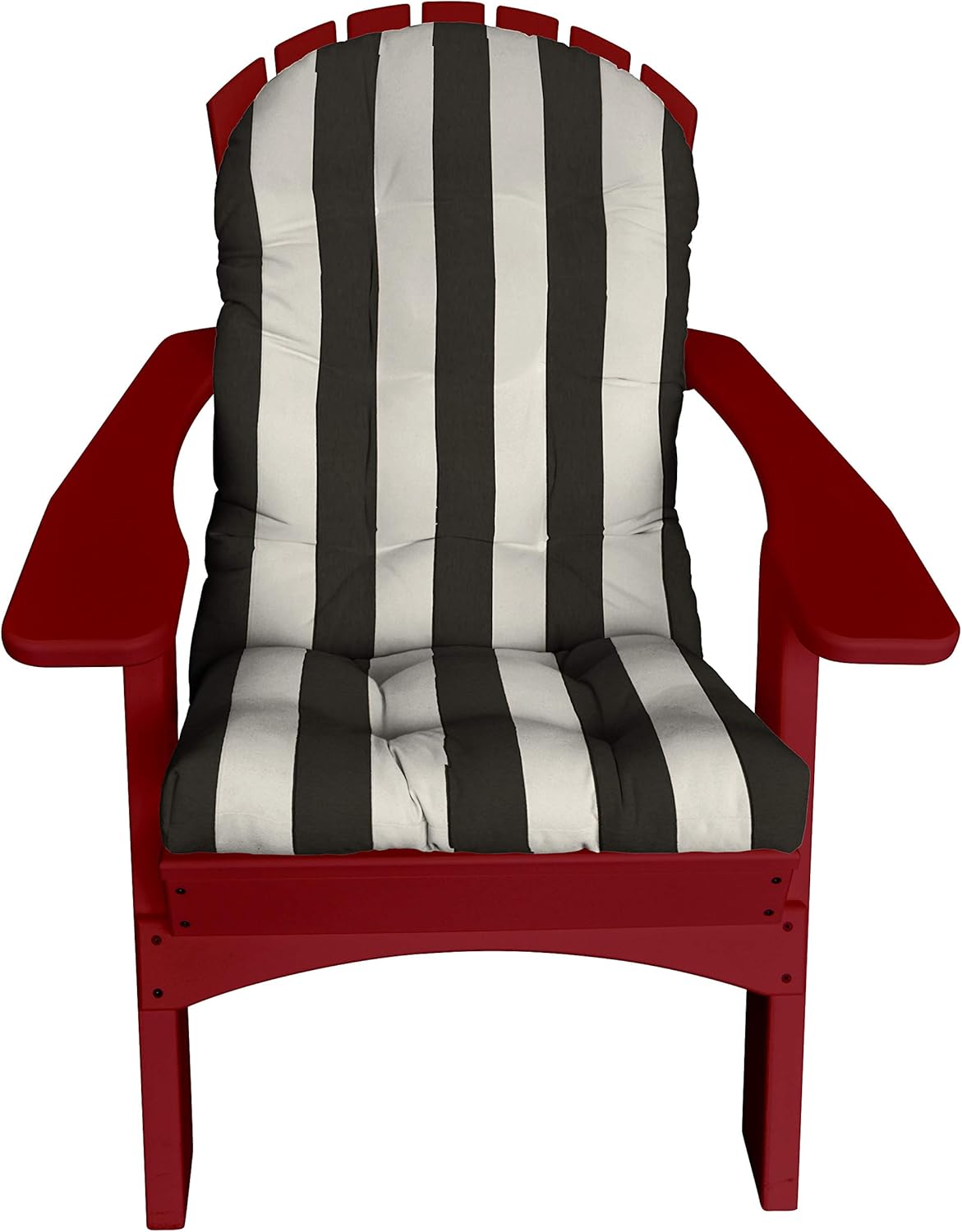 RSH Decor: Tufted Adirondack Chair Cushion Set of 2 | 42.5" x 21" | All-Weather Spun Fabric | Water and Fade-Resistant | Outdoor Cushions for Patio Furniture | Black & White Stripe