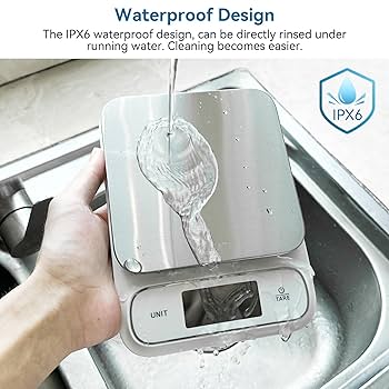 Scale Food BOMATA Large Kitchen Scale With 0.1g High Precision, Capacity 5kg, Bakery Scale With% Percentage Function, USB Rechargeable, Full-View Angle LCD With Backlight, Stainless Steel Pan Food Weight Scale