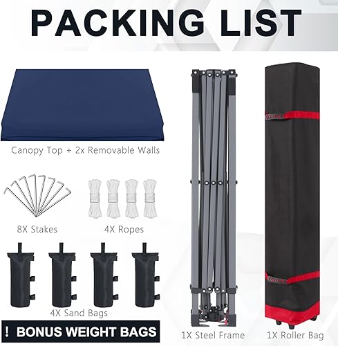Miniatura 6 de COOSHADE Tienda de campaña desplegable de 10 x 10 pies, para exteriores, festivales, eventos, feria de manualidades, con 2 paredes solares