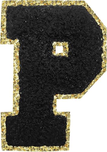 Miniatura 139 de Parches de letras termo-adhesivas de felpilla para chaquetas, parches de letras universitarias con brillantina para planchar en la letra azul A