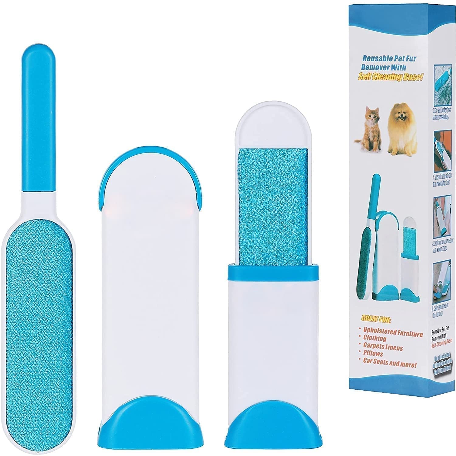 GoodHood Reusable Pet Fur Hair Remover with Self-Cleaning Base|Double Sided Dog Hair Remover|Lint Brush for Home Furniture, Fabric, Clothing, Carpet, Pillows and Car Seat [Multi Color-Premium Edition] (B0BR3Y9P7Z) Amazon Price History, Amazon Price Tracker
