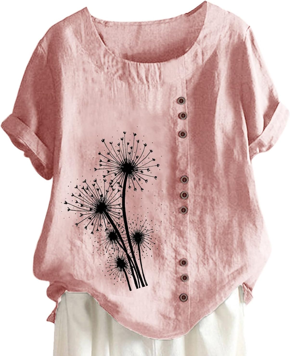 Women's Embroidered Tops Shirts Blouse Cotton Linen Short Sleeve Tees T-Shirt Boho Mexican Tunic Top Casual T Shirt