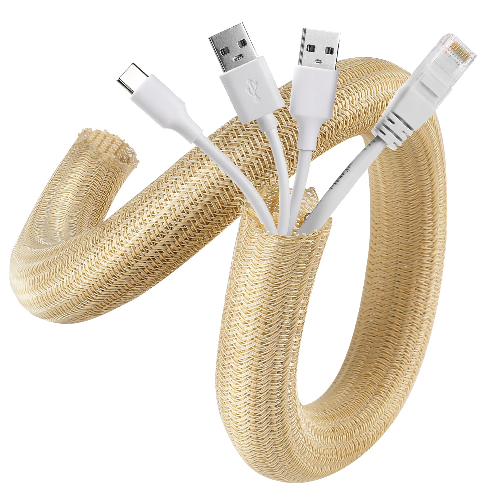 AGPTEK Pokrowiec na kable, organizer, biurko, 3 m – 2 cm, domowe biuro, do zarządzania przewodami, do komputera, TV, ochrona przed zwierzętami, ochrona przed żuciem przez kota, psa, brązowy (wood)