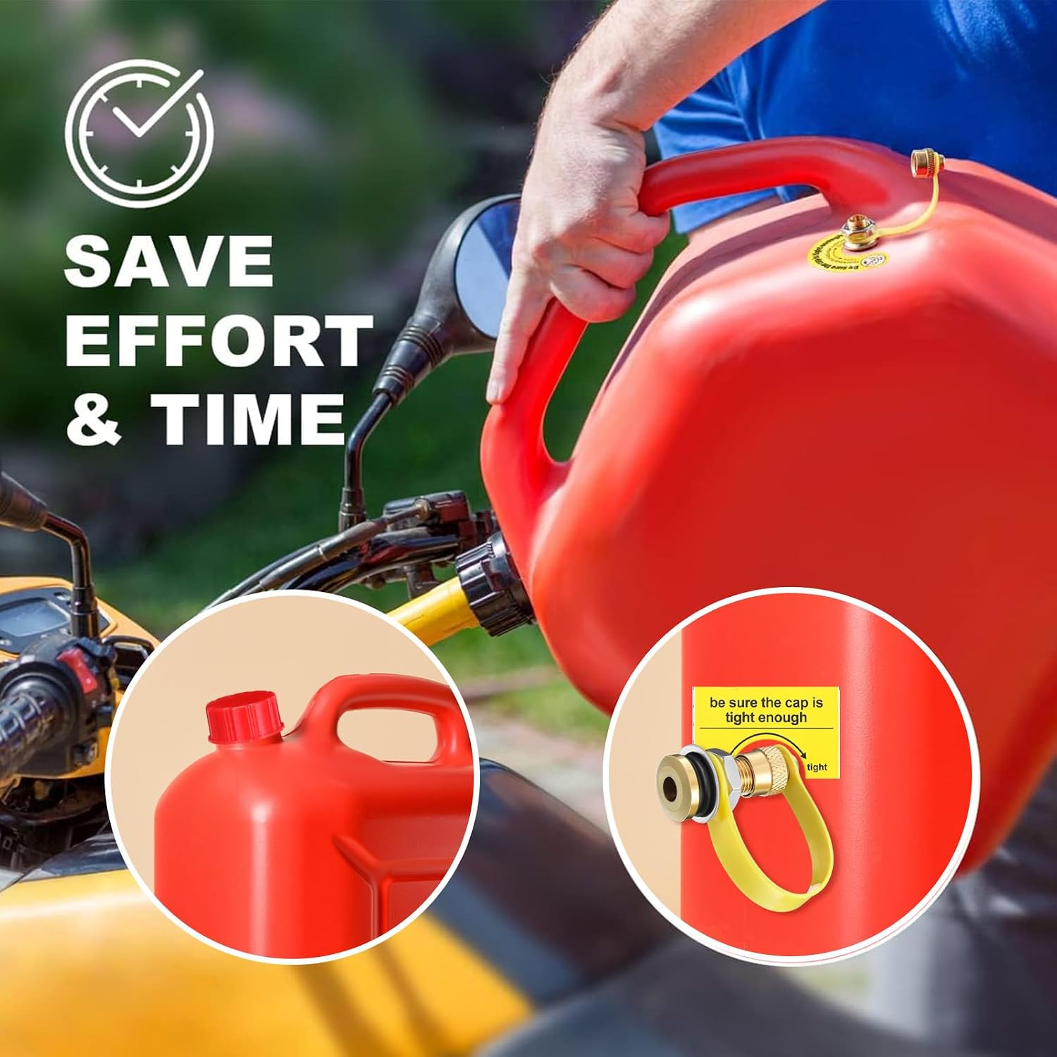 DaisyInner 6 Pack Fuel Gas Can Vent Cap, Gas Tank Can Replacement Vent Plug Gas Jug Vent Caps to Allow Faster Flowing 6 Pack 5 Gallon Gas Can Cap Replacement Coarse Thread Gas Cap for Gasoline Storage