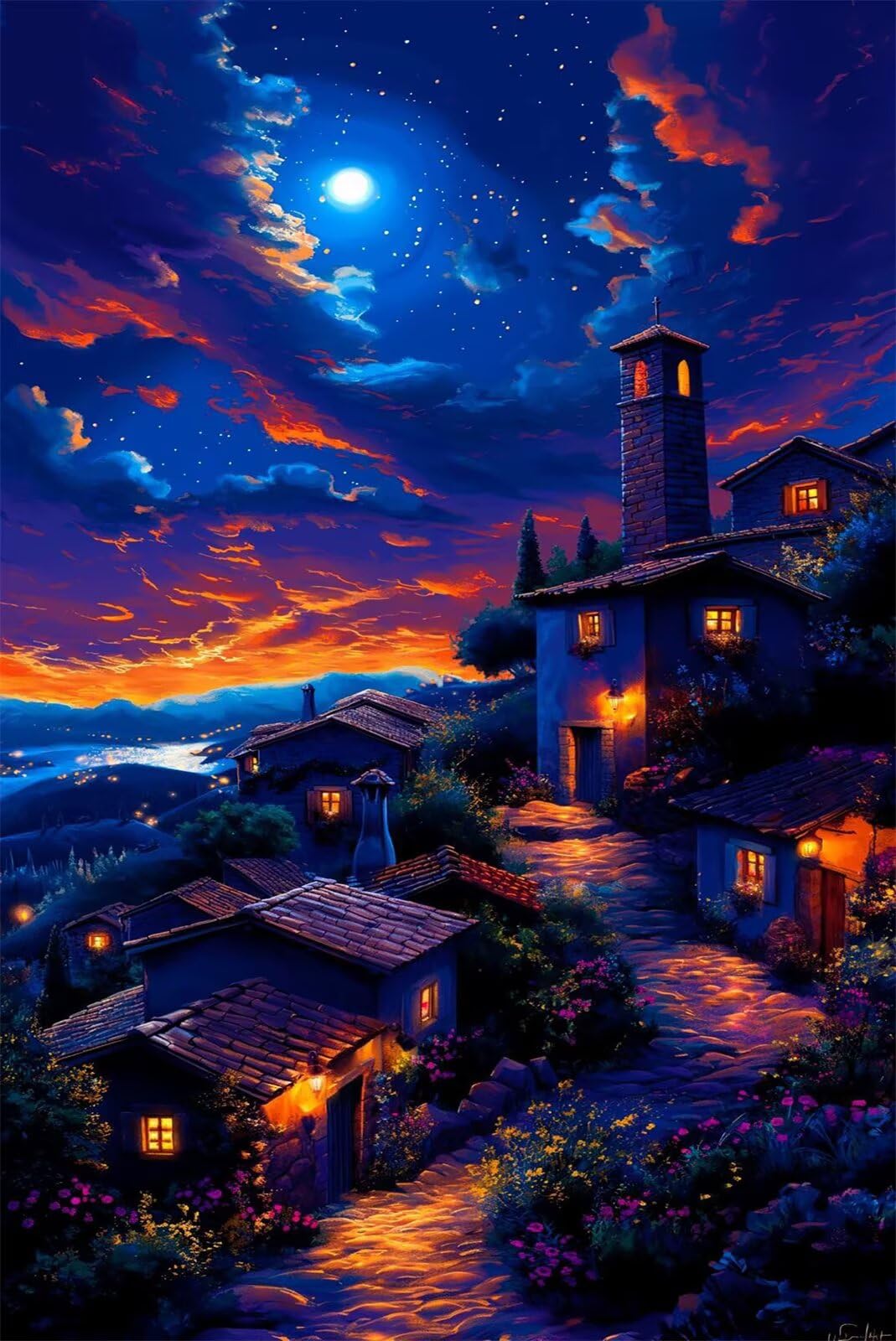 Puzzle 2000 Pezzi Città Notte Stellata Puzzle Classici, Giochi Rilassamento e Intelligence, Puzzles Impossible, Idea Regalo Uomo e Donna