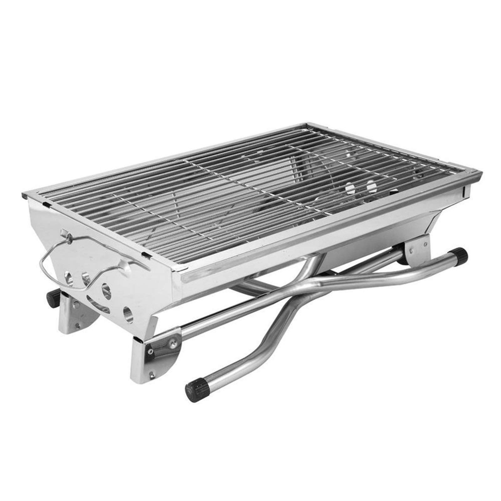 Griglia a carbone portatile in acciaio inox per campeggio e picnic all'aperto, gambe pieghevoli, perfetta per gli amanti del barbecue, design resistente e leggero