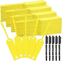 Woanger 2000 Yellow Self-Locking Key Tags with 5 Black Pens - Durable Vinyl Car Key Labels for Dealers & Shops (4.5 x 0.75 Inch)