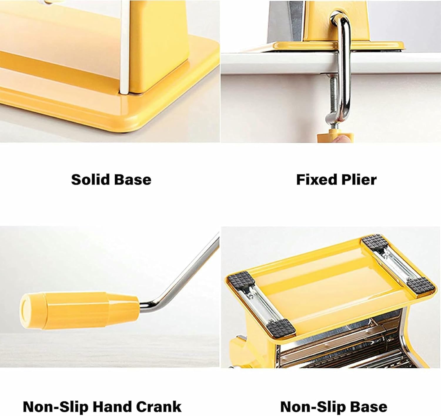 Pasta Machine, Stainless Steel Roller Pasta Maker, 7 Adjustable Thickness Settings Noodles Maker with Hand Crank