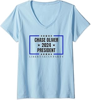Womens Chase Oliver For President Libertarian Party 2024 V-Neck T-Shirt