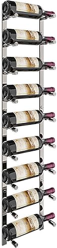 VintageView Vino Pins Flex Sistema de estante de vino de metal montado en la pared (Gunmetal, 9 botellas)