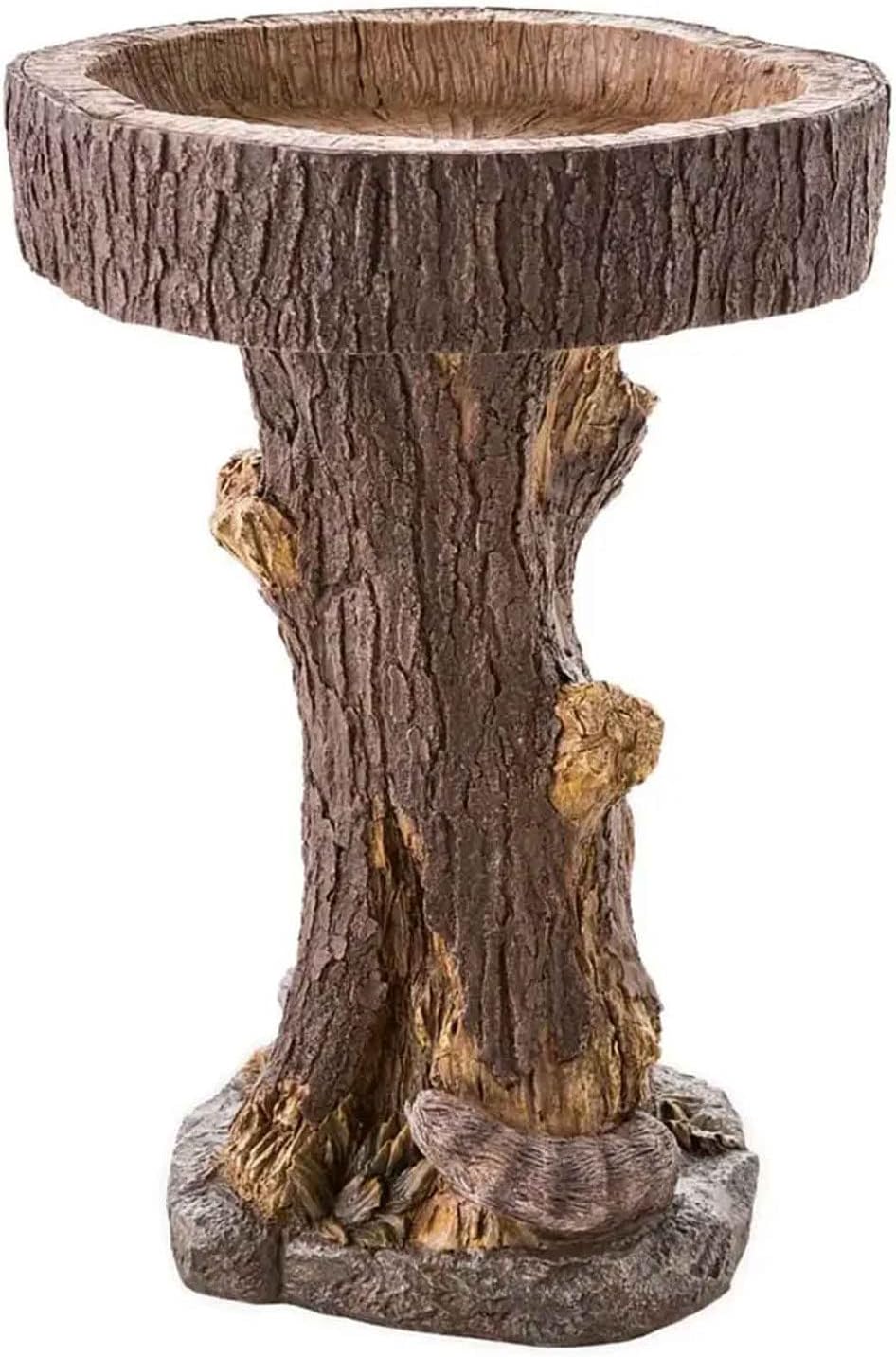 Resin Raccoon Birdbath Polyresin Antique Garden Bird Bath for Home Garden Yard Gold Hand Statue (Brown, One Size)