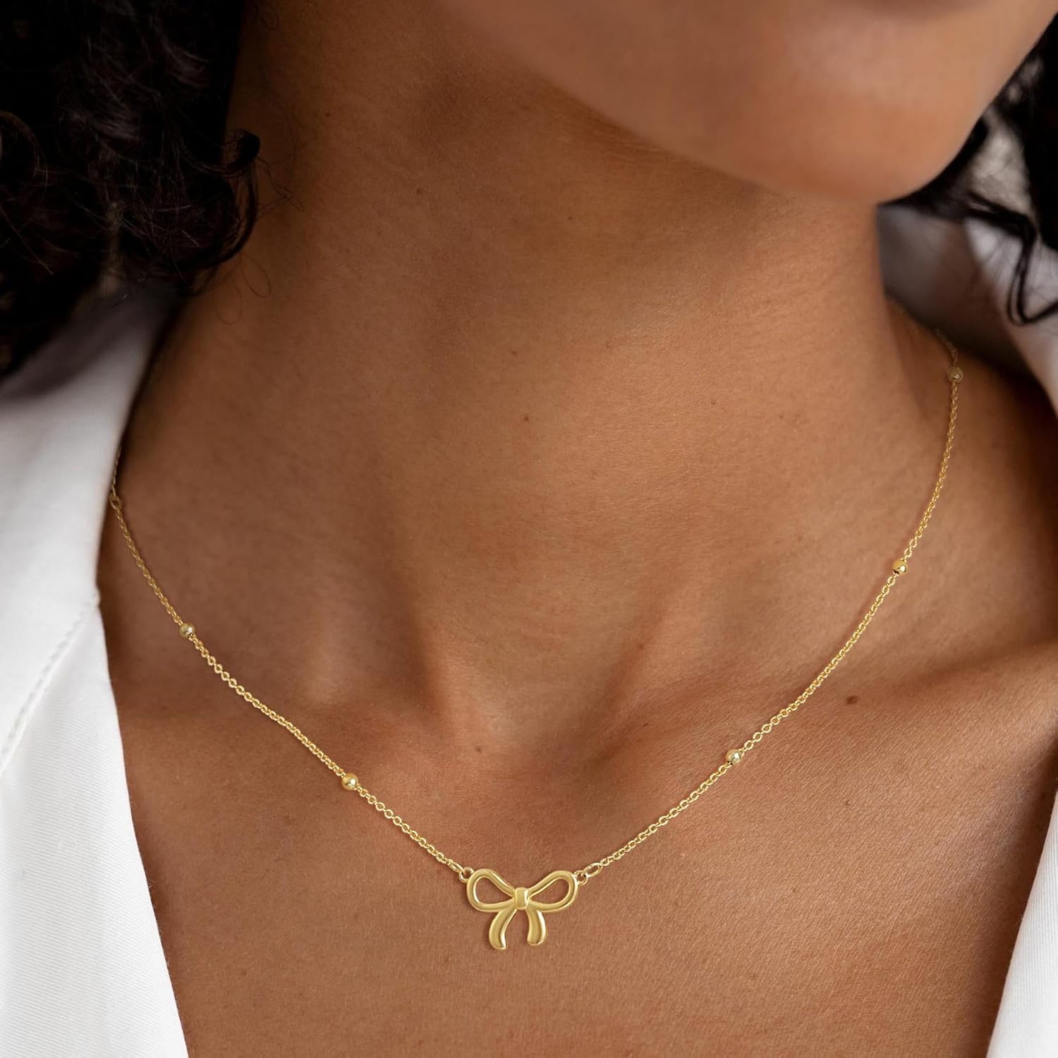 Bow Necklace gold Bow Tie Necklace Pendant Stainless Steel Heart Bow Necklace for Women Dainty Jewelry Gift - Image 3