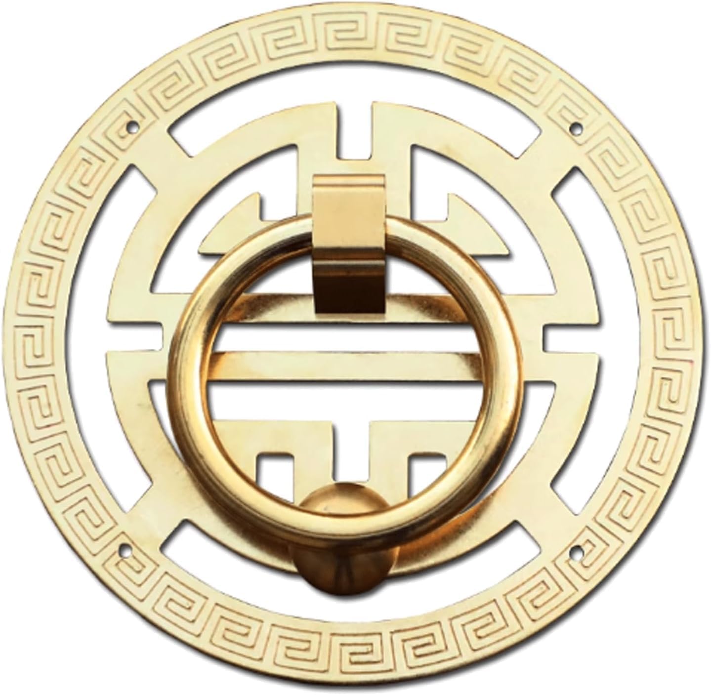 TIST Iron Door Knocker Front Door Brass Door Knock Vintage Door Handle for Wooden Door Home Door Ring Knocker Decor Surface-Mounted Installation(Brass,6.5cm)