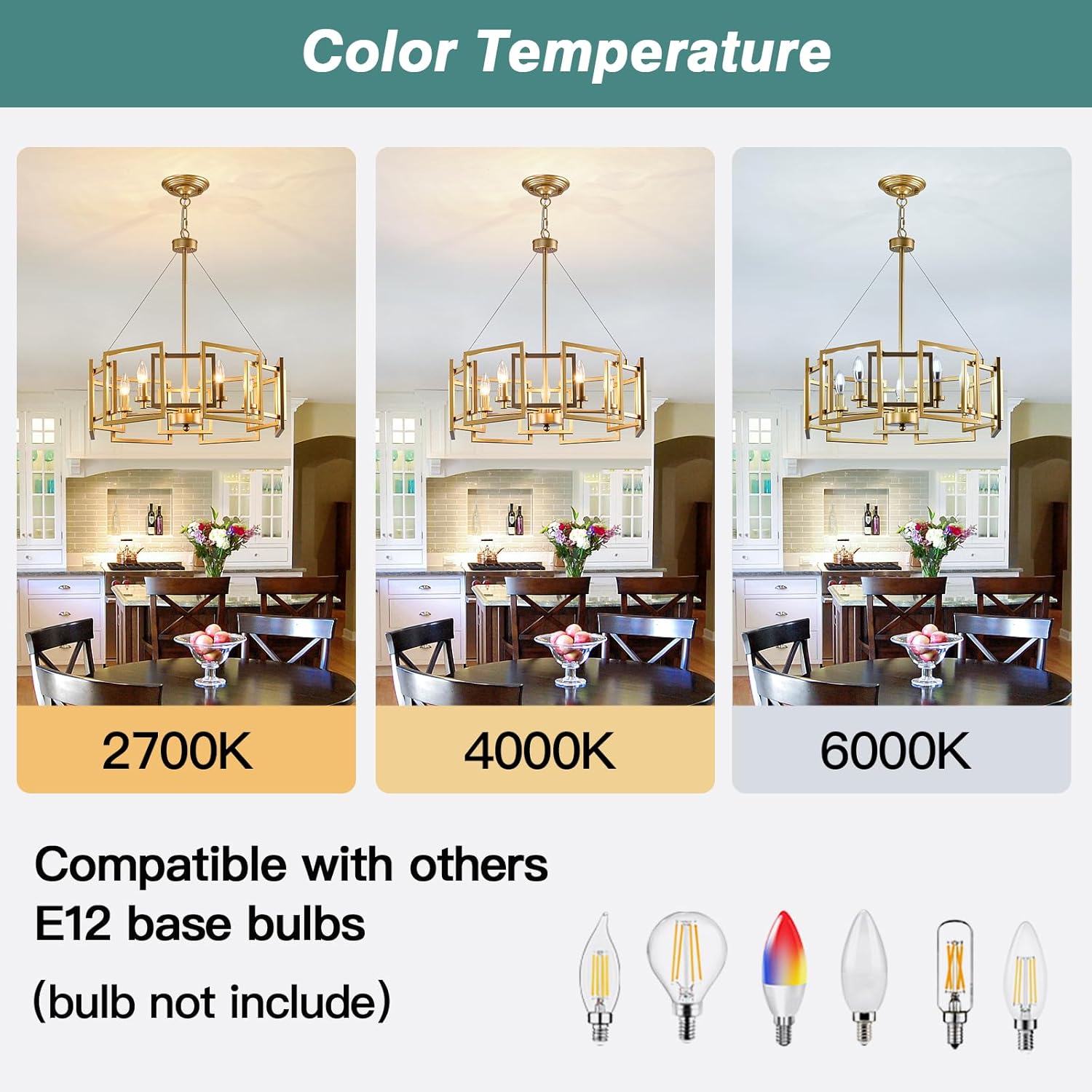 ZGLAOJT Modern Chandelier Gold Geometric Pendant Lighting Fixture 5-Light Metal Farmhouse Chandelier for Dining Room Living Room entryway Kitchen Bedroom Island