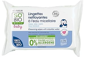 SOéBio étic Baby Cleansing Wipes: Organic, Biodegradable Micellar Water Wet Wipes for Baby's Delicate Skin