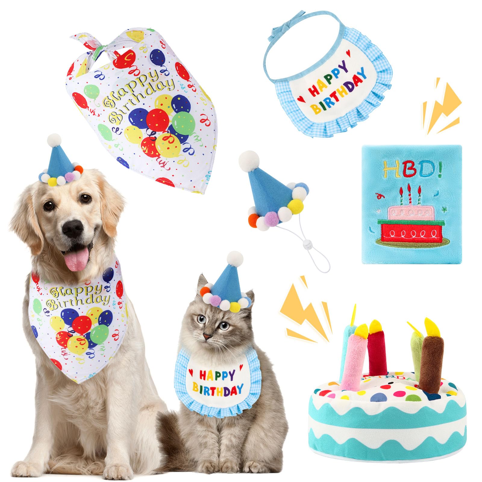 Bandana d'anniversaire pour chien avec chapeau de fête et tapis de gâteau à renifler