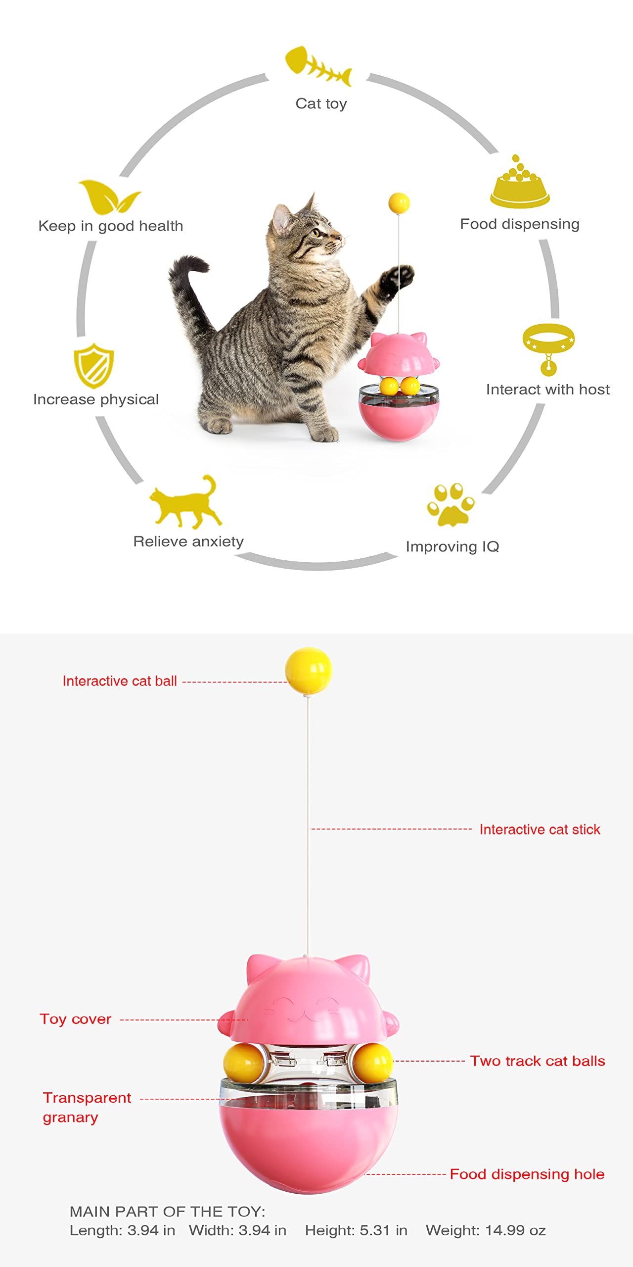 CYBERNOVA Interactive Wobble Cat Toy With a Teaser Wand - Image 2