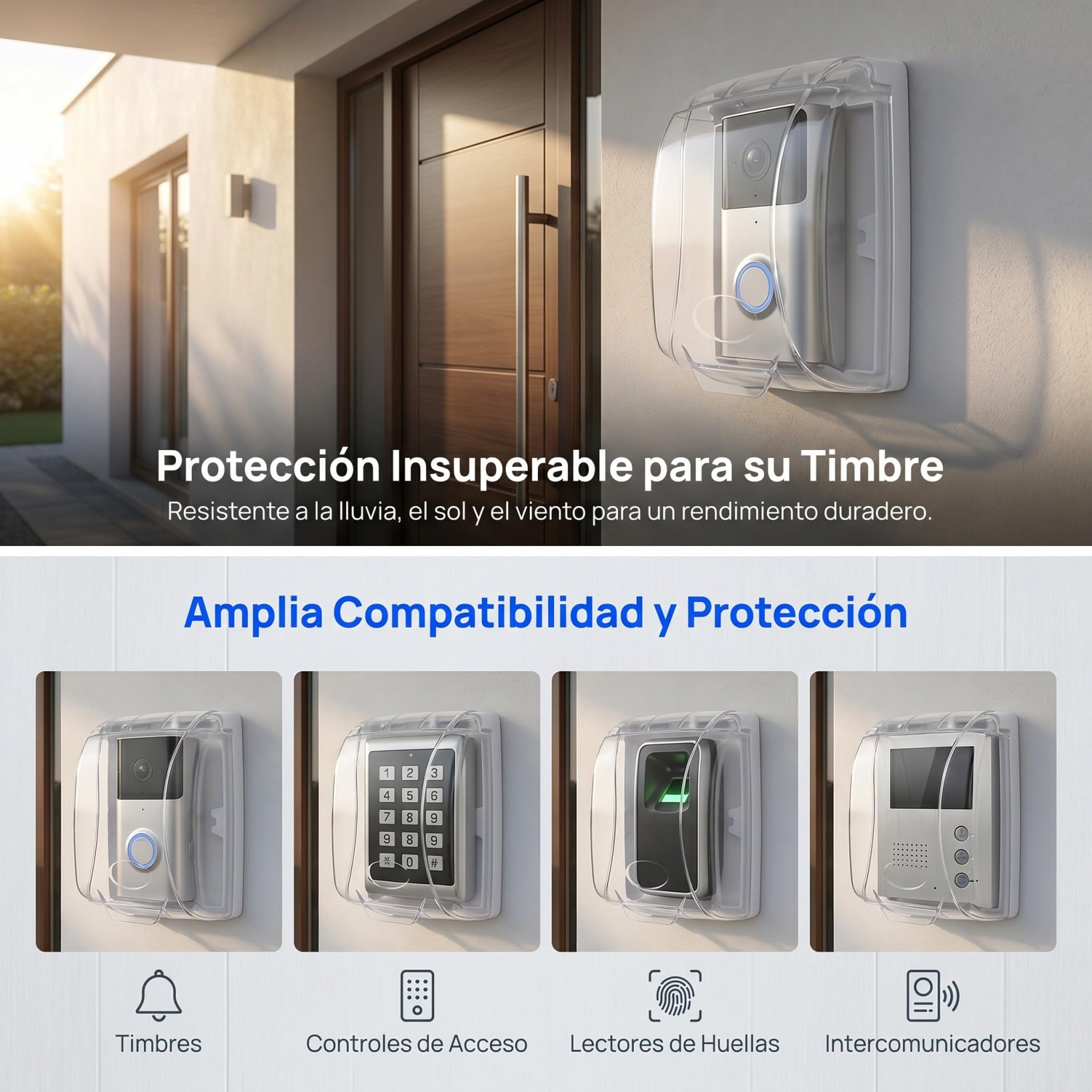 HOMSFOU 1pc Cubierta Transparente para Timbre Exterior: Protección contra Lluvia, Carcasa Resistente - Compatible con Controles de Acceso, Kit de Protección para Uso Prolongado