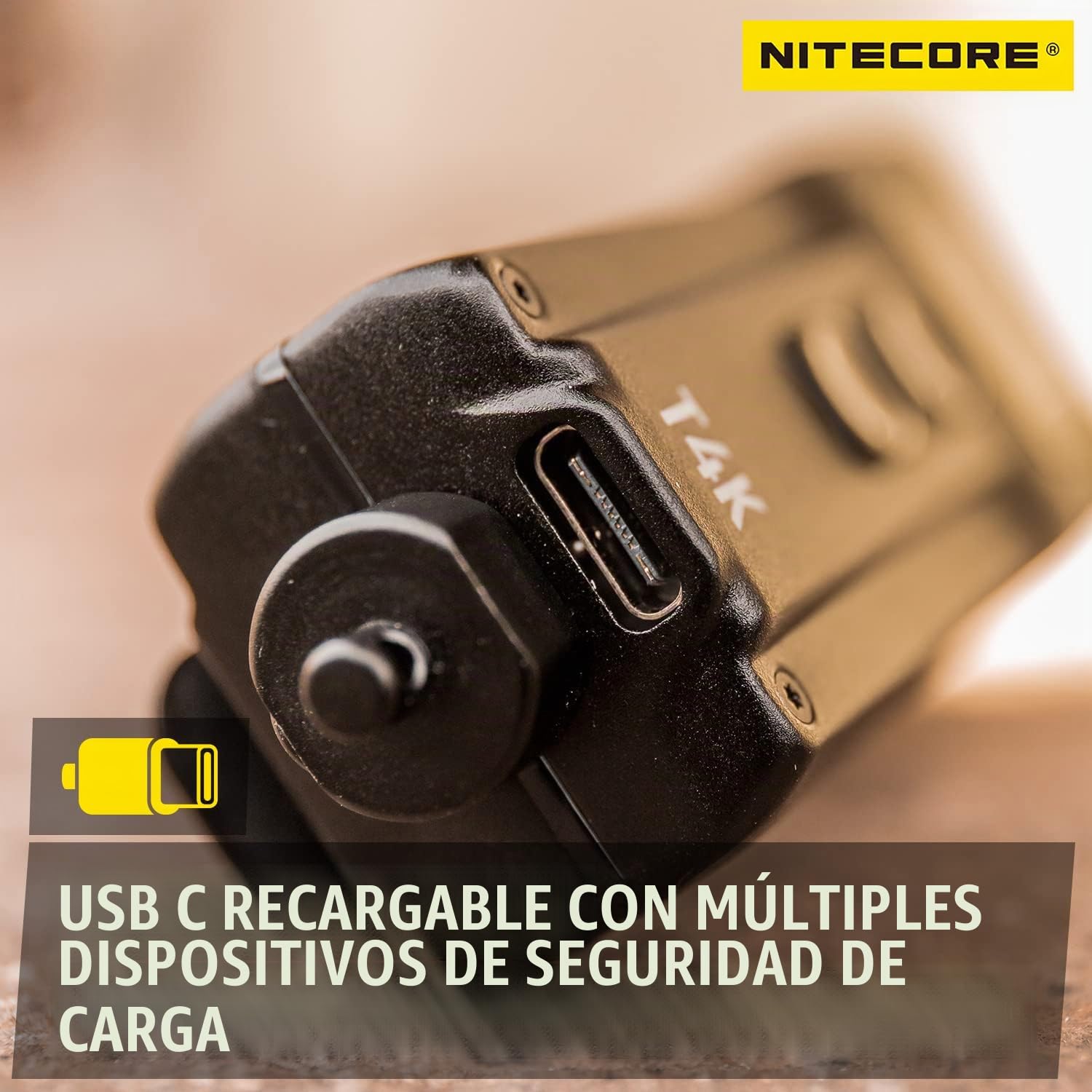 Nitecore T4K 4000 Lumen LED USB-C recargable EDC llavero linterna con etiqueta