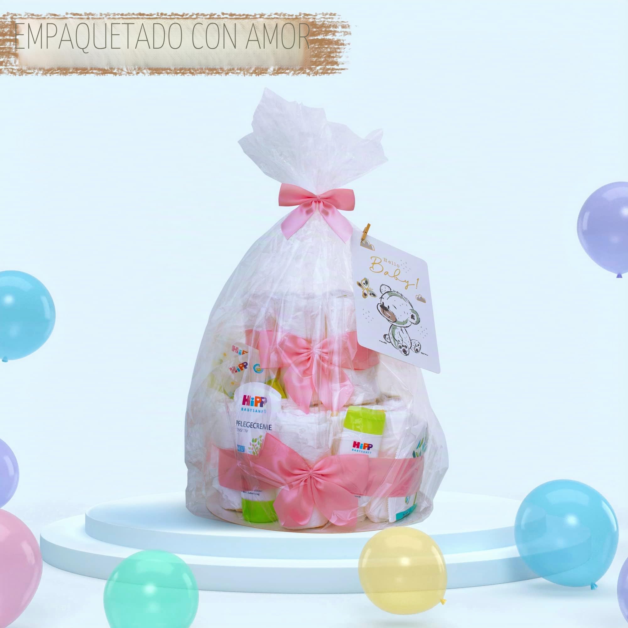 MilaBoo® Tarta de pañales de 2 niveles para niño con productos premium de HIPP I Regalo personal para bebés para bautizos y baby showers (azul)