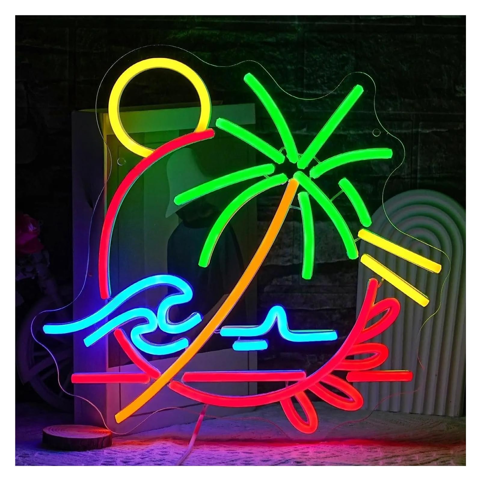 SHOUXI Sign Lamp Palm Tree Neon Sign Light Dimmable USB Powered for Bedroom Living Room Hotel Restaurant Office Party Decoration 33cmx34.5cm