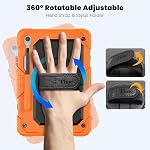 Timecity for Samsung Galaxy Tab S10 Lite/ S10FE/ S9 FE 10.9-Inch /S9 11 Inch Case with [Screen Protector], Shockproof Protective Case with 360 Rotating Stand Hand/Shoulder Strap & Pen Holder,Orange
