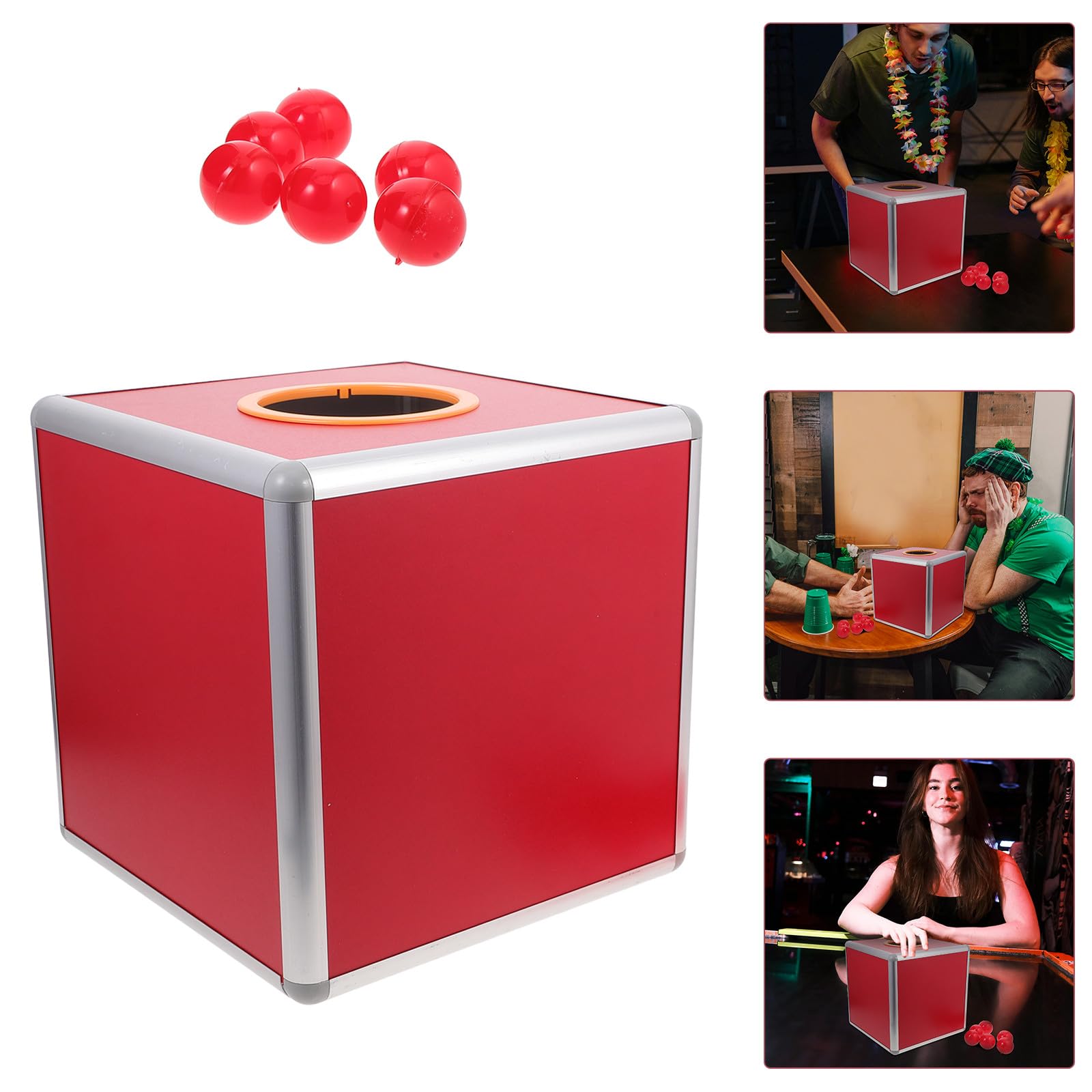 Rote Mehrzweck Spendenbox aus Aluminiumlegierung mit Individuell Gestaltbarer Oberfläche Quadratische Tombola Spielkiste für Spiele und Spendenaktionen