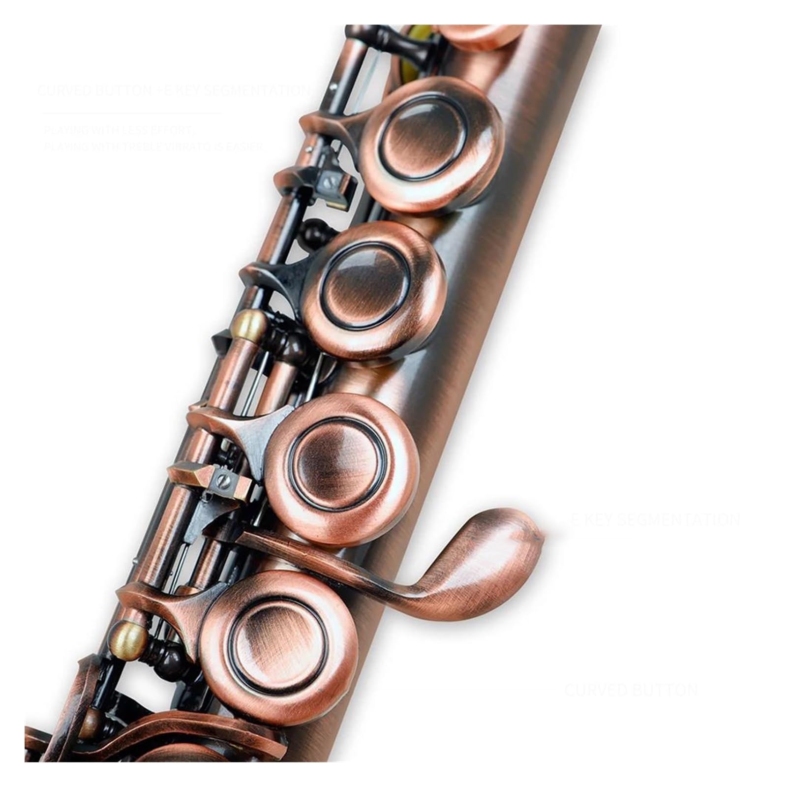 Flauto Flauto traverso professionale a 16 fori chiusi con chiave C con strumento musicale da concerto(Color:Antique Copper)