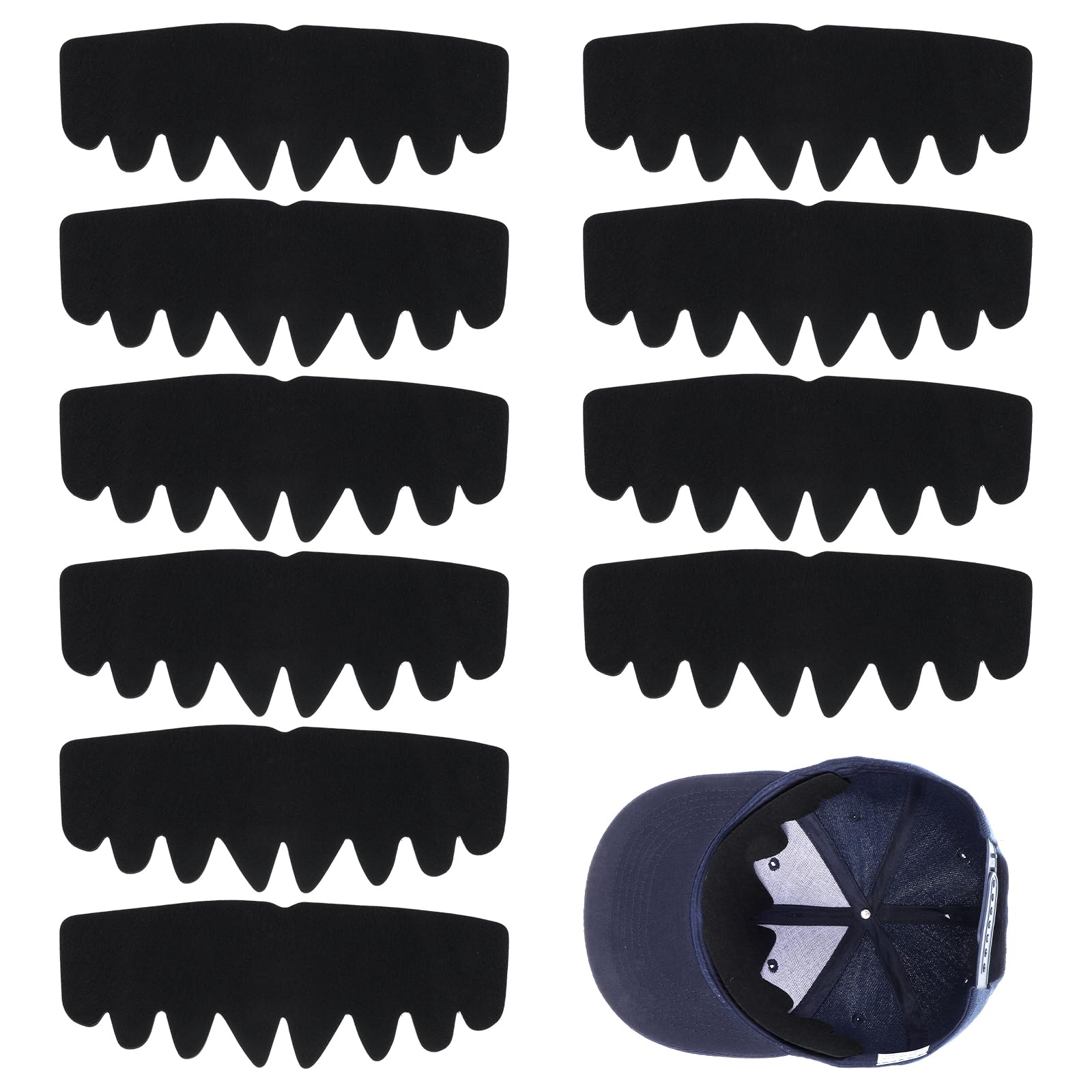 Photo 1 of 10Pcs Black Baseball Cap Inserts, Bump Cap Insert, Hat Shaper Insert, Reusable Hats Sweat Liner Protection for Hats