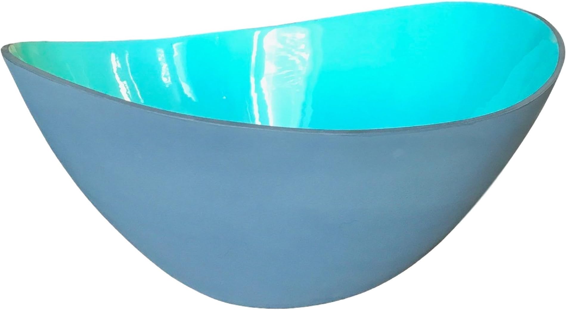 Large Teal and Grey Wave Salad Bowl | Over-Sized Ceramic Serving Bowl for Salad Mix, Chips, Pasta, and Family Dinners