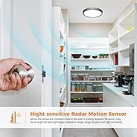 Vista 4 de slochi Paquete de 4 luces de techo con sensor de movimiento para interiores, 5000 K, luces de techo con sensor de movimiento con cable, 15 W, 1500