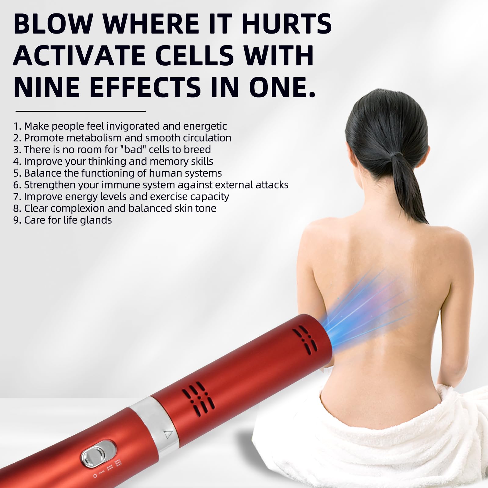 Terahertz Therapy Wand THZ Blower Healthy Physiotherapy Plates Electric Heating Therapy Massage Quantum Wellness/Body/Water Enhancement US Plug Red