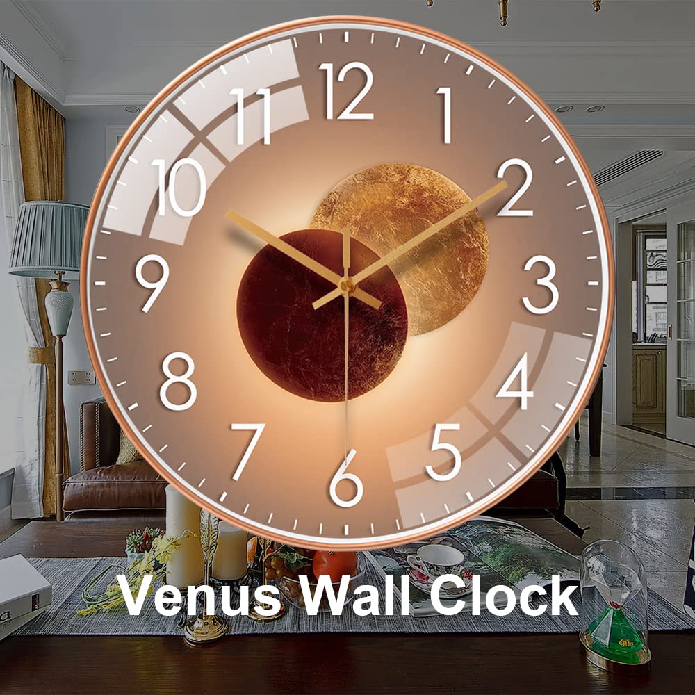 Horloge Murale Silencieuse 30cm Design Moderne Salon Cuisine Quartz Suspendue (Vénus Or)