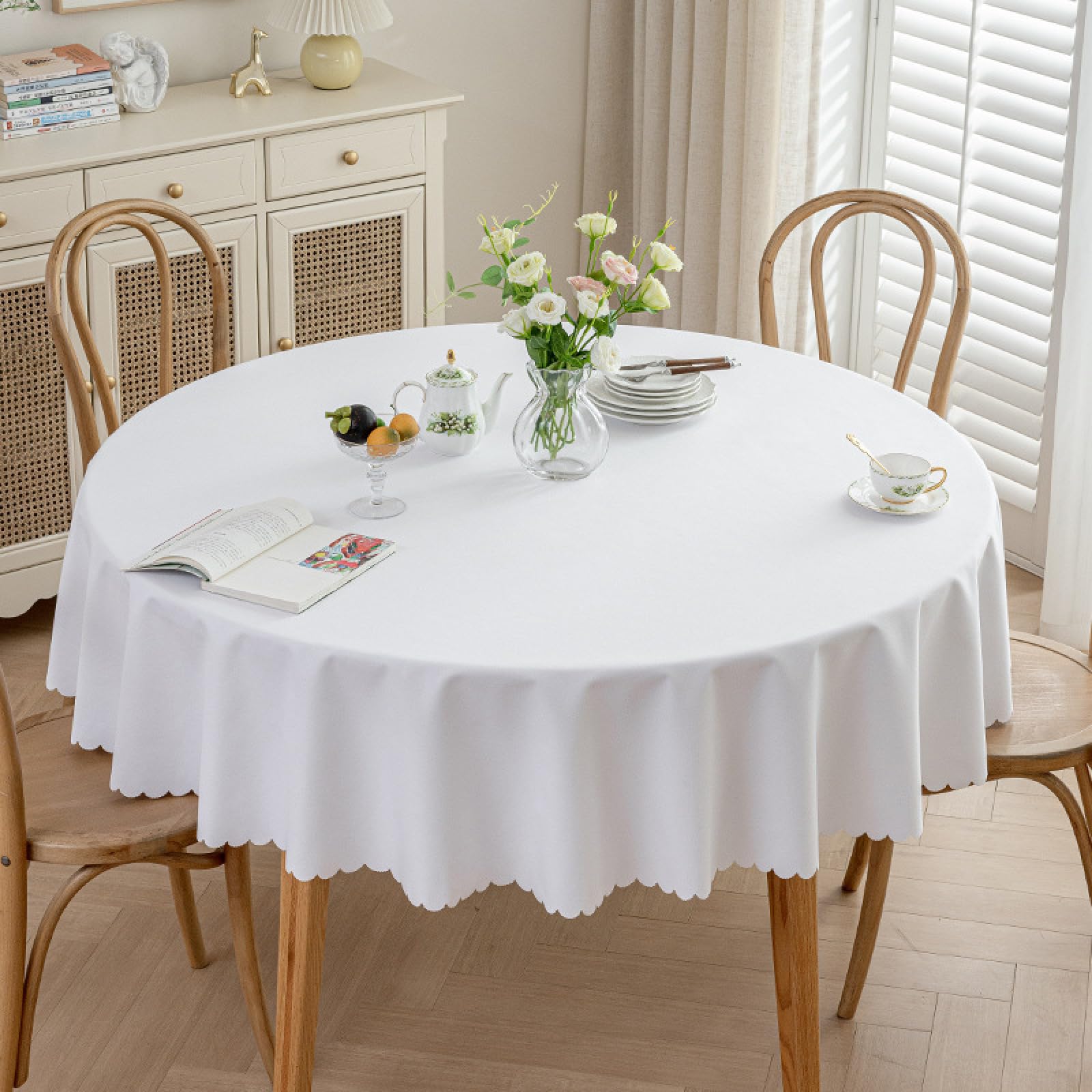 Nappe rectangulaire aspect coton et lin nappe imperméable extérieure blanche table 180x180