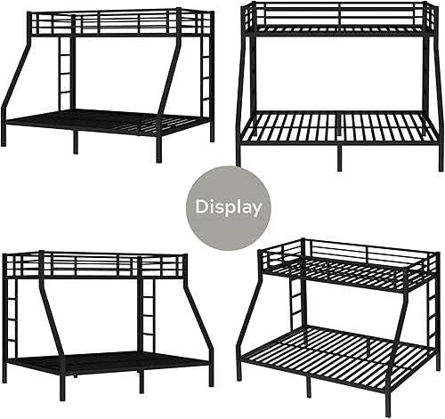 Miniatura 7 de Bellemave Litera individual XL sobre tamaño Queen con escaleras, marco de literas de metal con barandillas de longitud completa, litera resistente