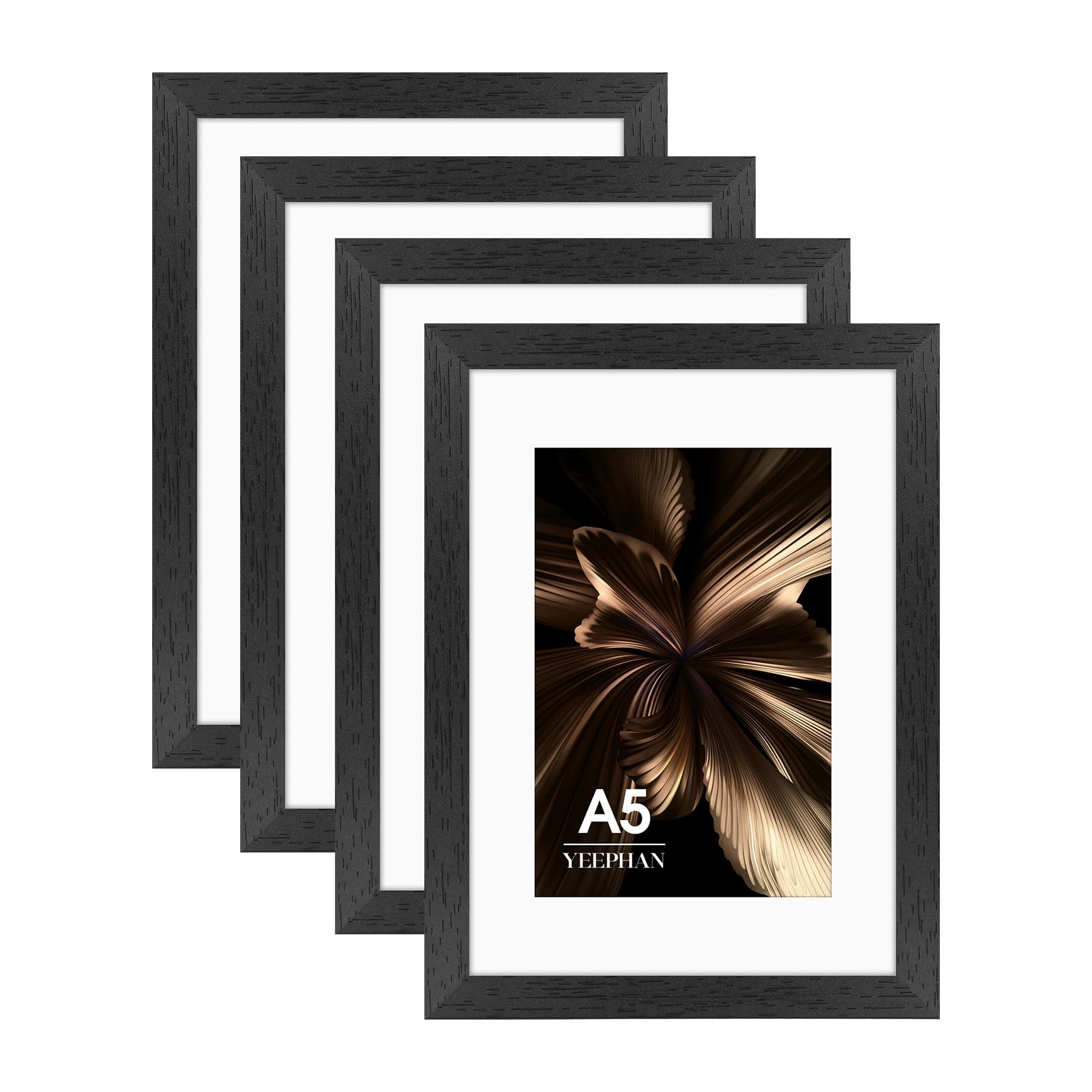 A5 Picture Frame - A5 Frames with Mount for 10x15 Prints, Black