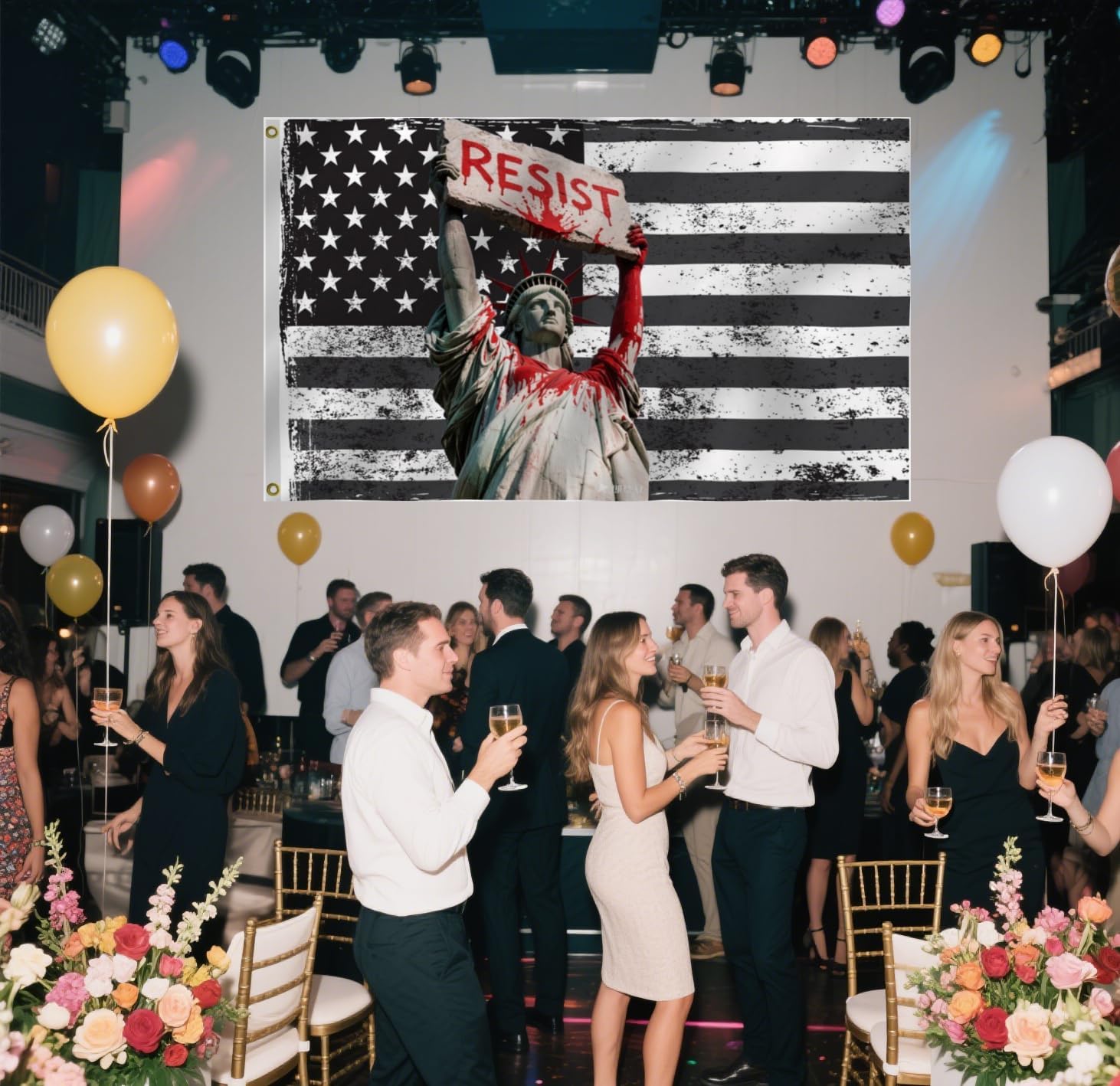 Resist Flag 6X10Ft,Protest American Flag,Statue of Liberty Design Flags, Men Women Banner,Vibrant Colors, Double Stitched with 2 Brass Grommets, Bar Garden Street Decoration, GYM, Office Decor,Indoor Outdoor Use,Gifts. (6x10ft)