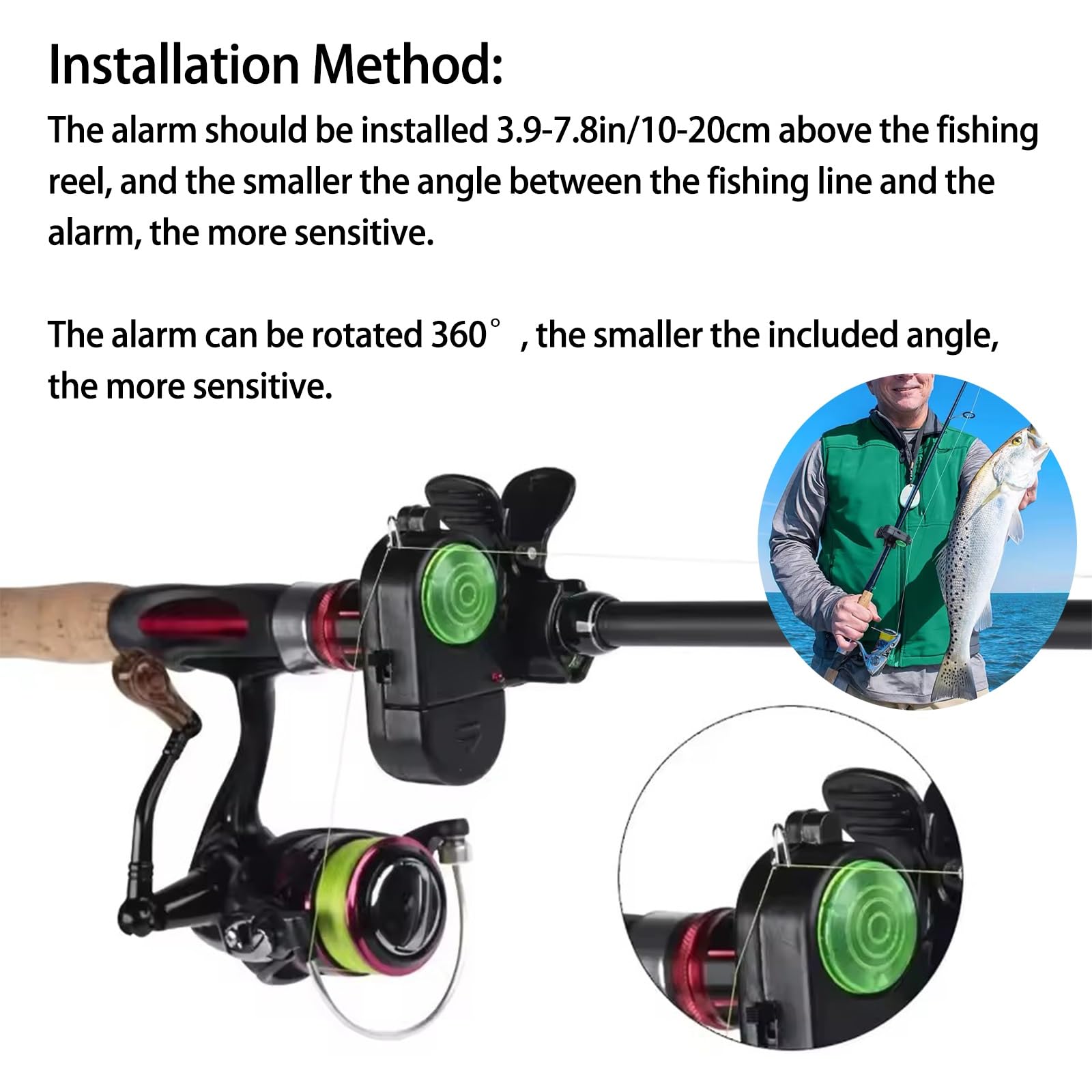 Alarma de Pesca Clip con Luz LED y Sonido, Alarma Caña de Pescar 2025 Electrónica Sensible con Indicador Cañas, Sensores Picadura Portátiles, Campanas Inteligentes(4pack)