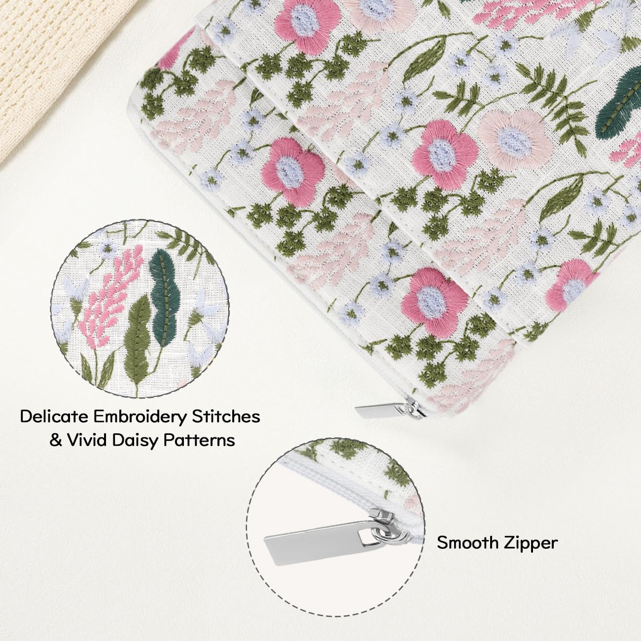 Dadanism 6-7 Inch Embroidered Flower Padded Sleeve for All-New 7" Kindle Paperwhite, 7" Kindle Colorsoft, 6" Kindle, Protective Sleeve Case for 6" Kobo Clara BW/Colour E-Reader, Lavender