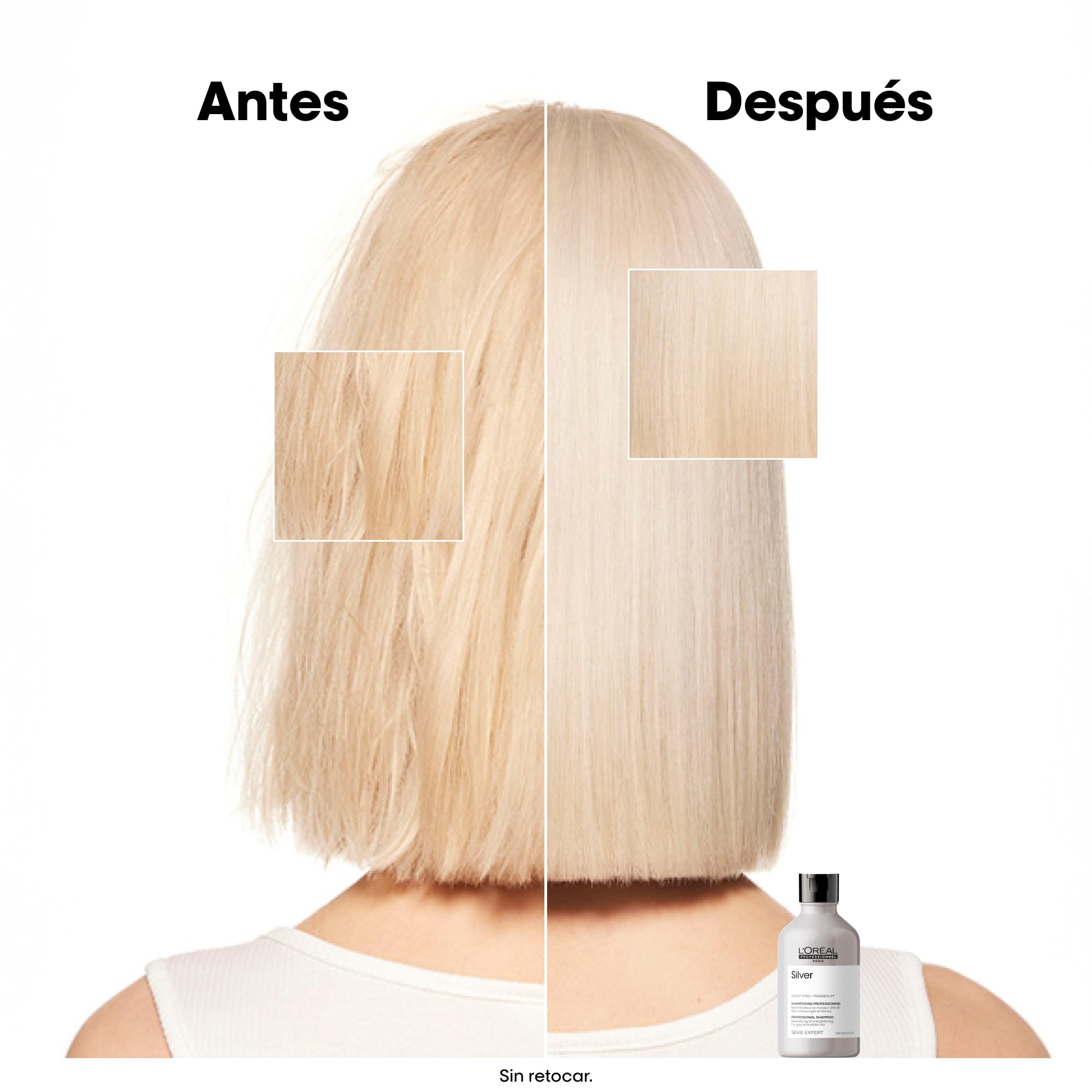 L’Oréal Professionnel | Champú Neutralizador para cabellos grises, blancos o rubios claros, Silver, SERIE EXPERT