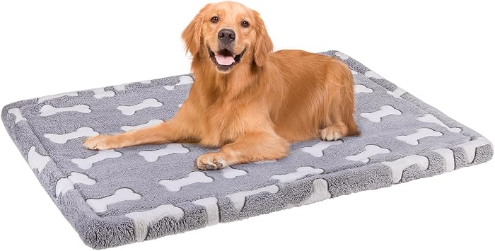 BEAUTYZOO Dog Crate Pad Washable Ultra Soft Pet Kennel Mat Large, 42" Gray