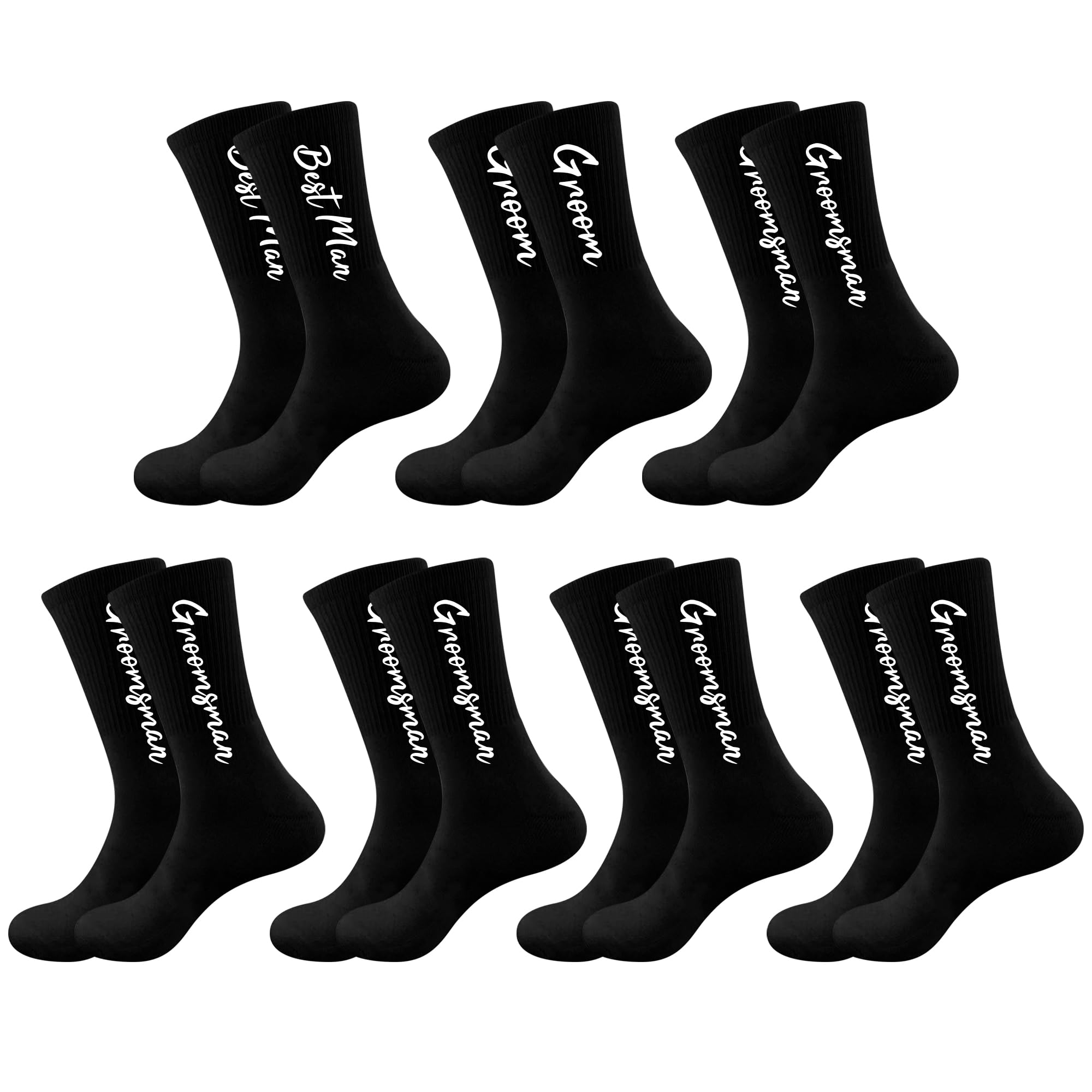 LADY&HOME Groomsmen Proposal Cotton Socks 7-Pack - Wedding Party Gift for Groom, Best Man and Groomsman