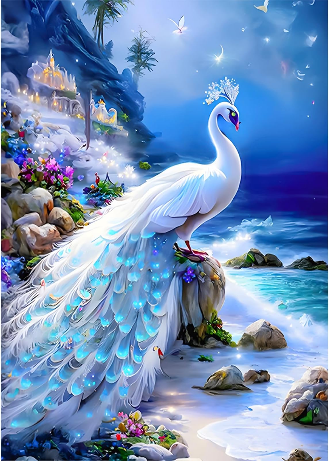 DAERLE Peinture Diamant 5D Paon Coloré 30x40cm - Kit Complet Diamond Painting Pour Adultes Et Enfants